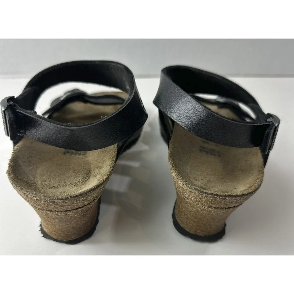 Birkenstock Papillio Ellen Wedge Sandals Women's 39 US 8 - 8.5 Black Strappy - Picture 8 of 12